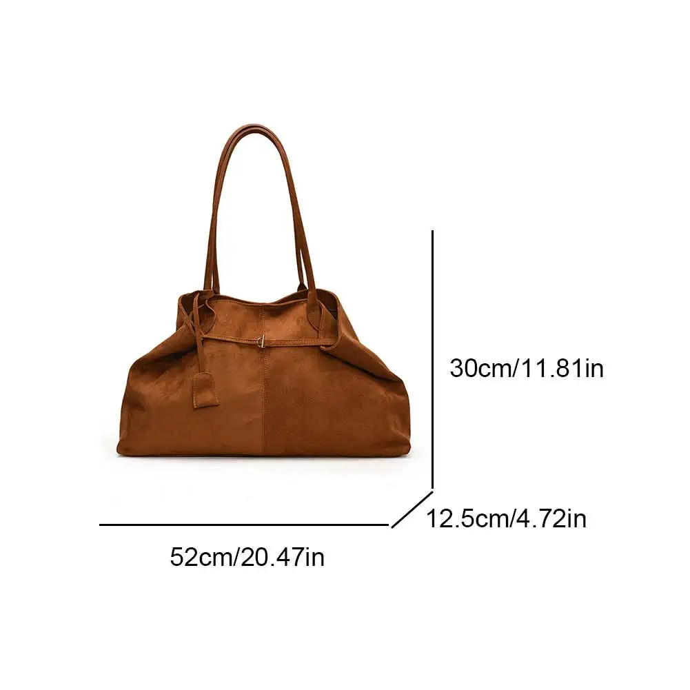 Women Suede Shoulder Bag Large Capacity Handbag Trendy Underarm Bag Satchel Bag for Work Travel Shopping