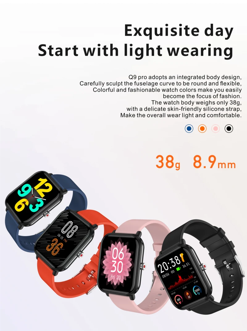 Q9 Pro Smart Watch Men 1.69inch Heart Rate Monitor Smart Bracelet Sport Fitness Inteligente Digital Clock Smartwatch