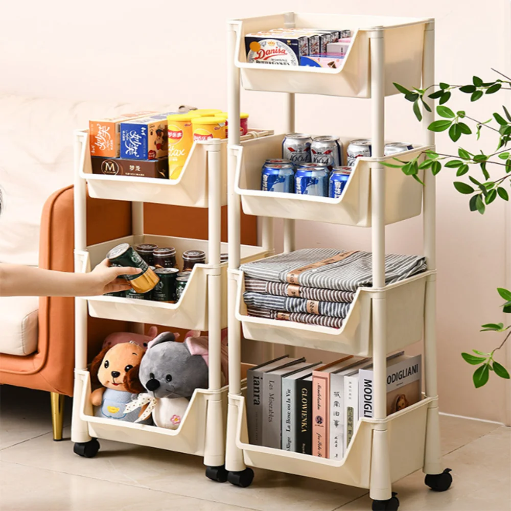 

3-Tier Rolling Utility Cart Storage Shelves Multifunction Storage Trolley Cart with Wheels Easy Assembly for Bathroom, Kitchen