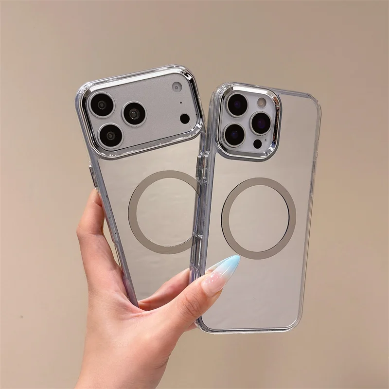 Magnetic Make Up Mirror Case with Magsafe Wireless Charging Compatibility
