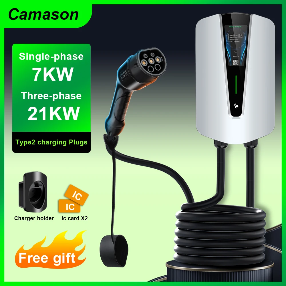 Caricabatteria Da Auto Camason Ev Tipo 2 Stazione Di Ricarica Per Veicoli Elettrici Wallbox 220V/7Kw 3 Fasi 21Kw Terminale A Palo Wifi Versione Intell