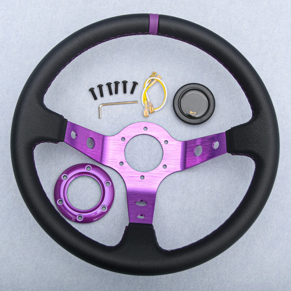 スポーツステアリングホイール ブラック/ピンク JdPVC-レザーステアリングホイール,スポーツステアリングホイール,日記