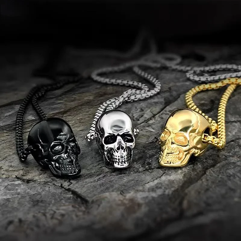 Collana con teschio di personalità per coppie, acciaio inossidabile alla moda, trendy, punk personalizzato, accessori hip-hop, regalo di Halloween_voghion.com