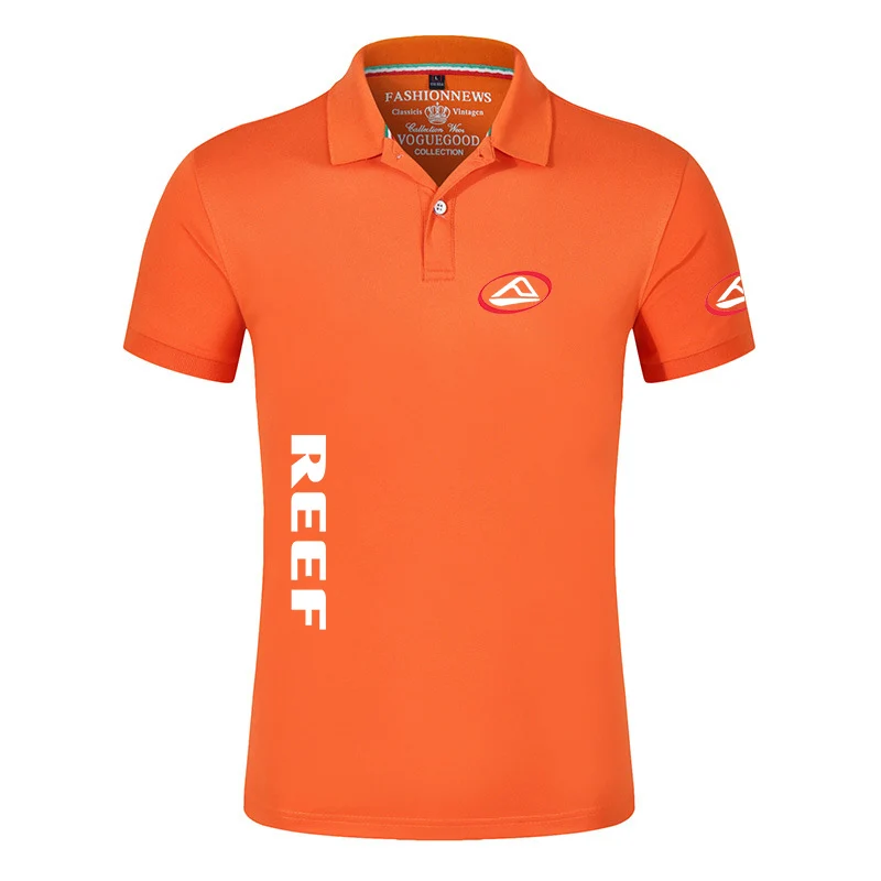Reef 2023 Men's Cotton Solid Color Printing Ultra-Thin Casual Polo New Spring and Summer Fashion Brand Wear