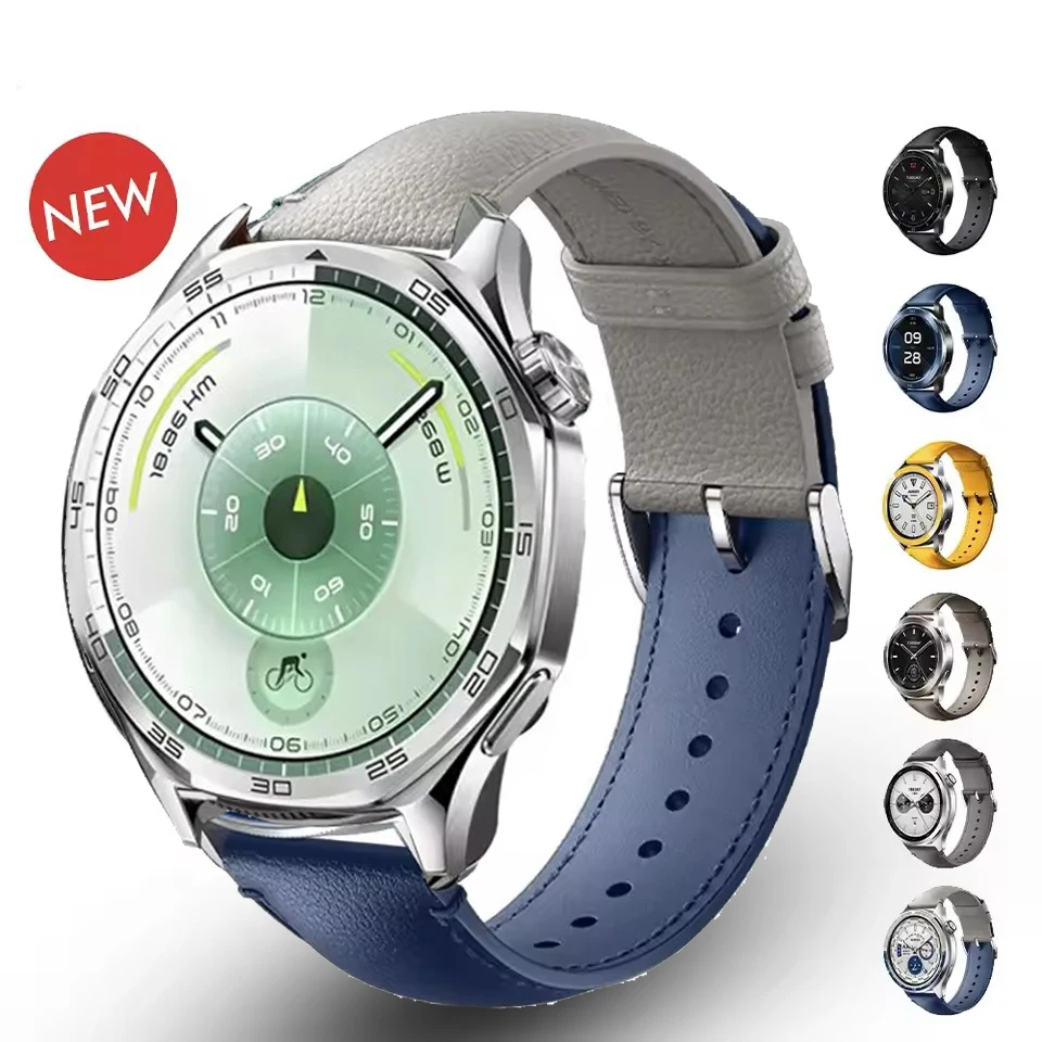 Premium 22MM Leather Sports Strap - Soft, Comfortable Bracelet in Vibrant Colors