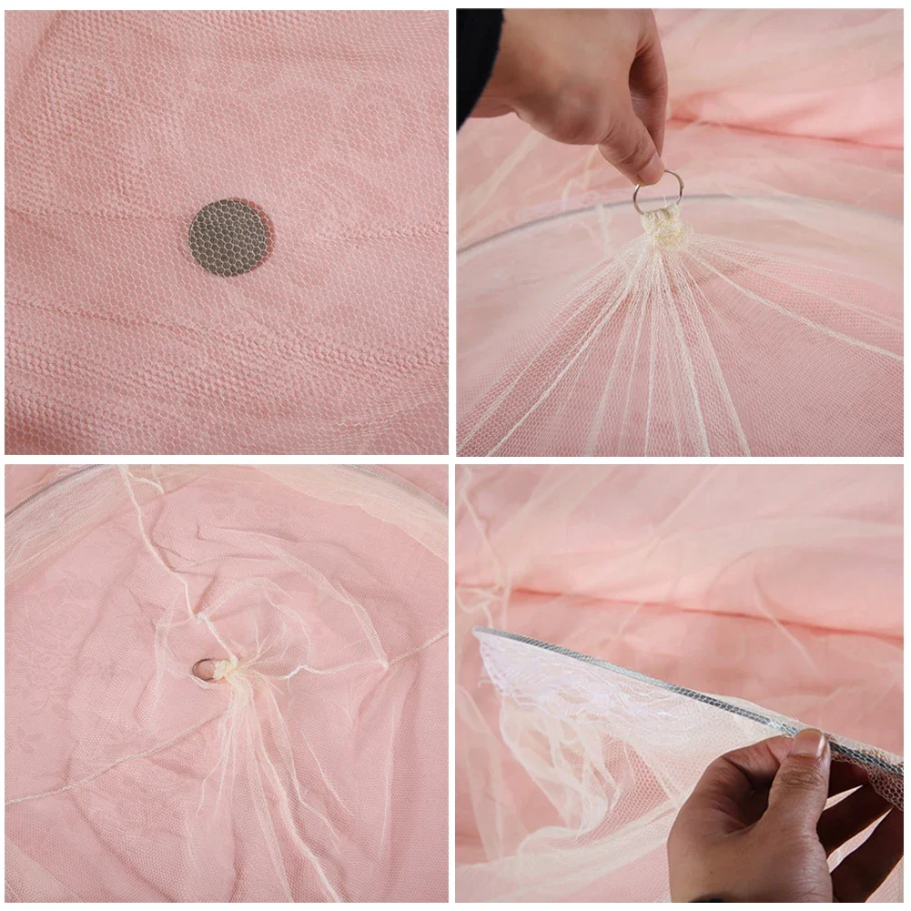4 Colors Summer Elgant Hung Dome Mosquito Net for Double Bed Summer Polyester Mesh Fabric Home Bedroom Baby Adults Hanging Decor