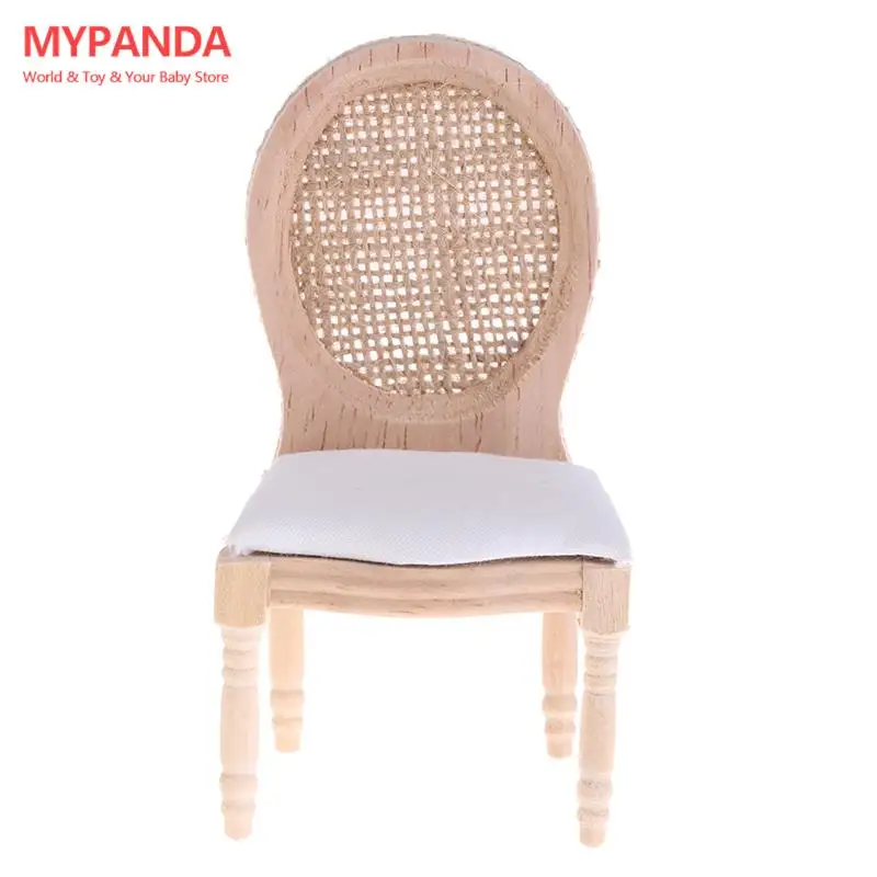 

1/12 Dolls Miniature Furniture Wooden Unpainted Dining Chair for Dollhouse Decor pretend play toy Furniture Toys kid toy