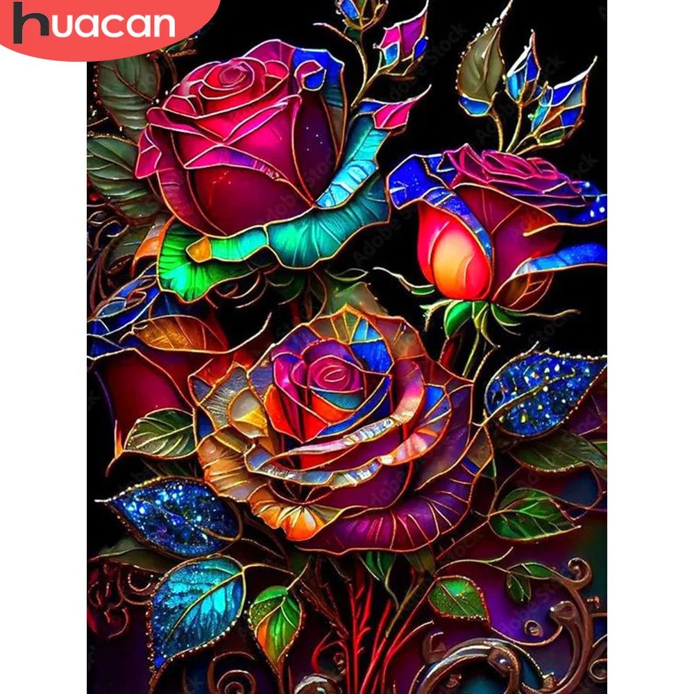 5D Diamond Painting Flower Rose Full Square Round Diamond Mosaic Abstract New Wall Decor HUACAN diamond painting,diamond art painting kit,diamond painting set