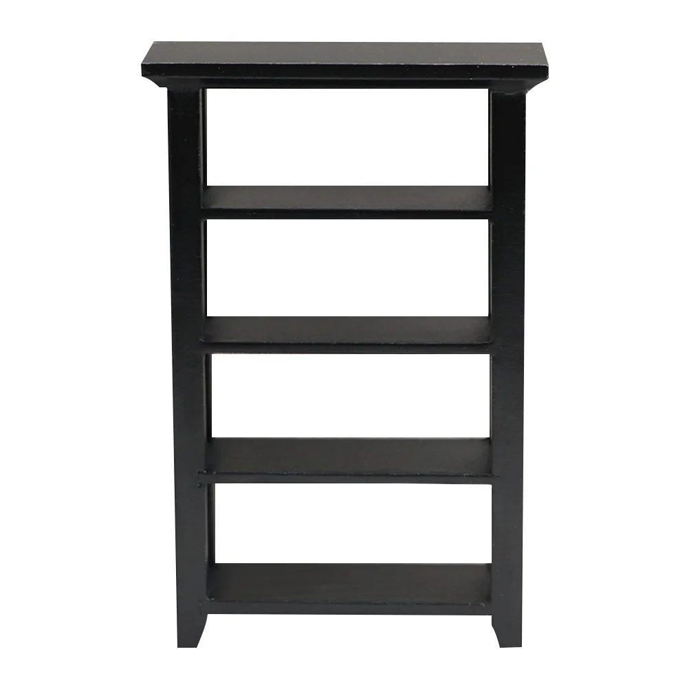 

Black Flower Stand Miniatures House Shelf Pot Decorate Four-layers Rack Wood Living Room Bookcase Decoration