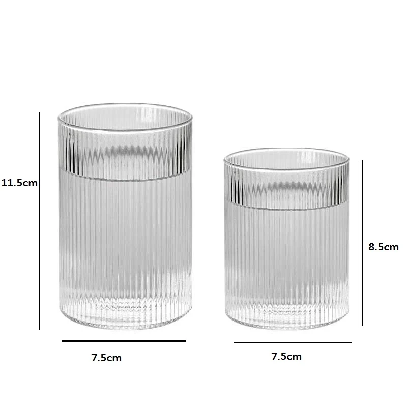 Glass Cup 1/3/6PCS Japanese Striped Heat-Resistant Transparent