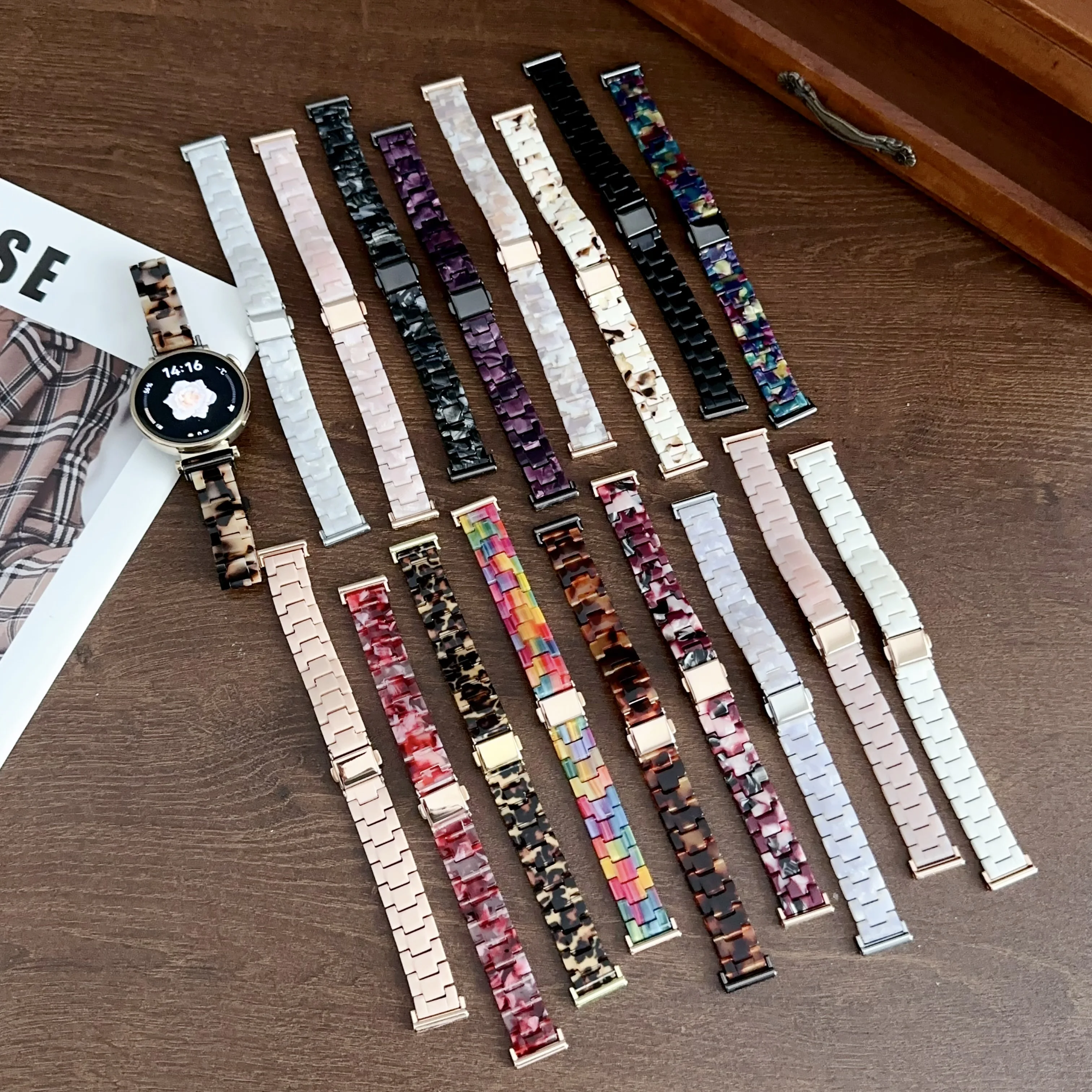 화웨이 워치용 Gt4 다이얼, Garmin Venu 2S Vivoactive3Honor 다이얼, 여성용 14mm 스몰 웨이스트 송진 쓰리 비드워치 밴드, 41mm, 42mm, 46mm