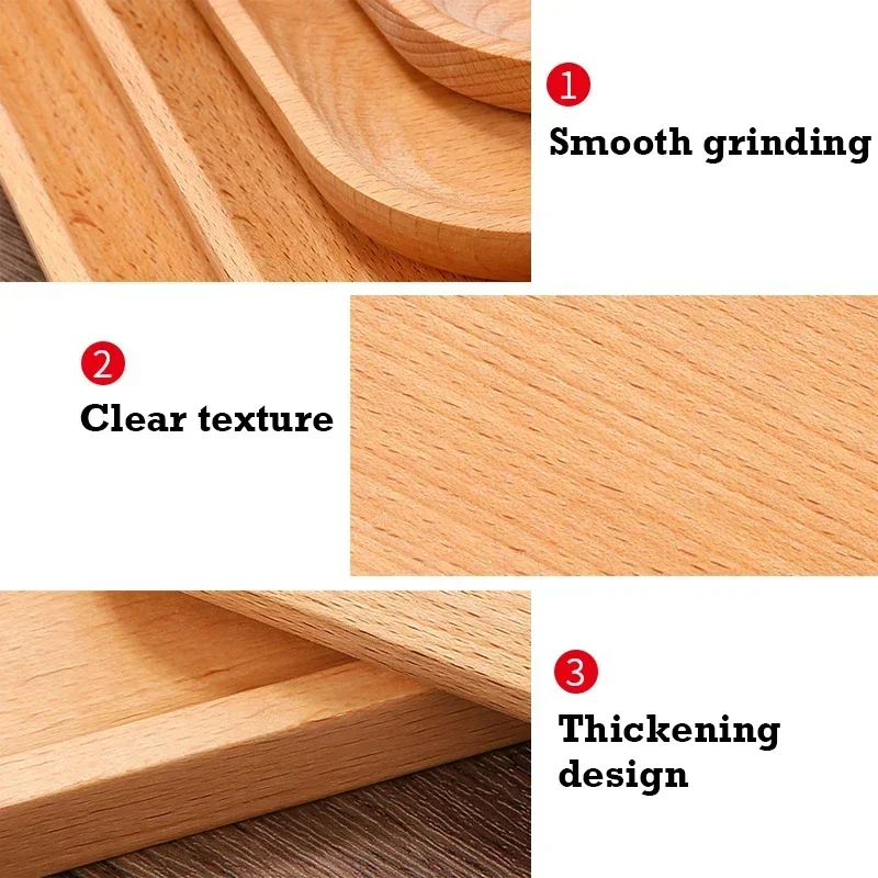 Japanese Wooden Tray Tableware Dessert Tray Breakfast Bread Dried Fruit Plate Tea Cup Coffee Coasters Household Storage Plates 6