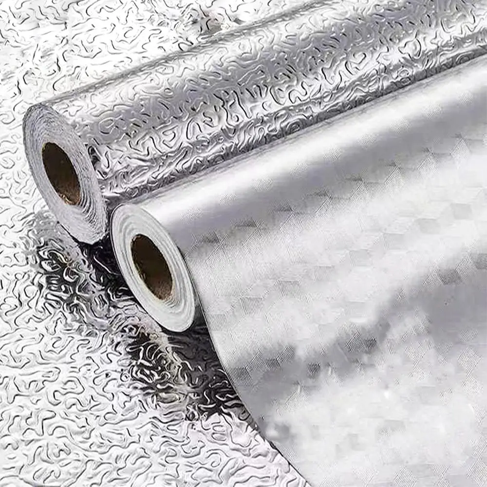 1 Roll Waterproof Aluminum Foil Wallpaper Cabinet Contact Papers Kitchen Oil-proof Self Adhesive Stickers Anti Fouling wall stickers,self adhesive stickers,self adhesive wallpaper,oil proof film