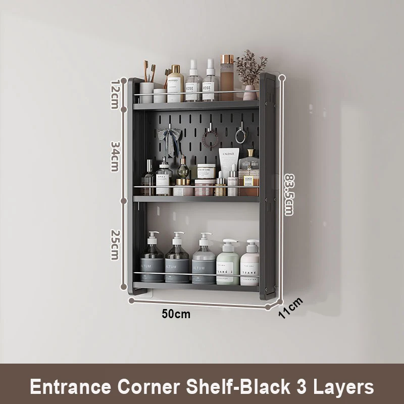 Banyo Rafı Banyo Köşe Rafı Diş Fırçası Şampuan Tutucu Raf Tuvalet Malzemeleri Organizasyon Giriş Delikli Tahta Depolama Rafları