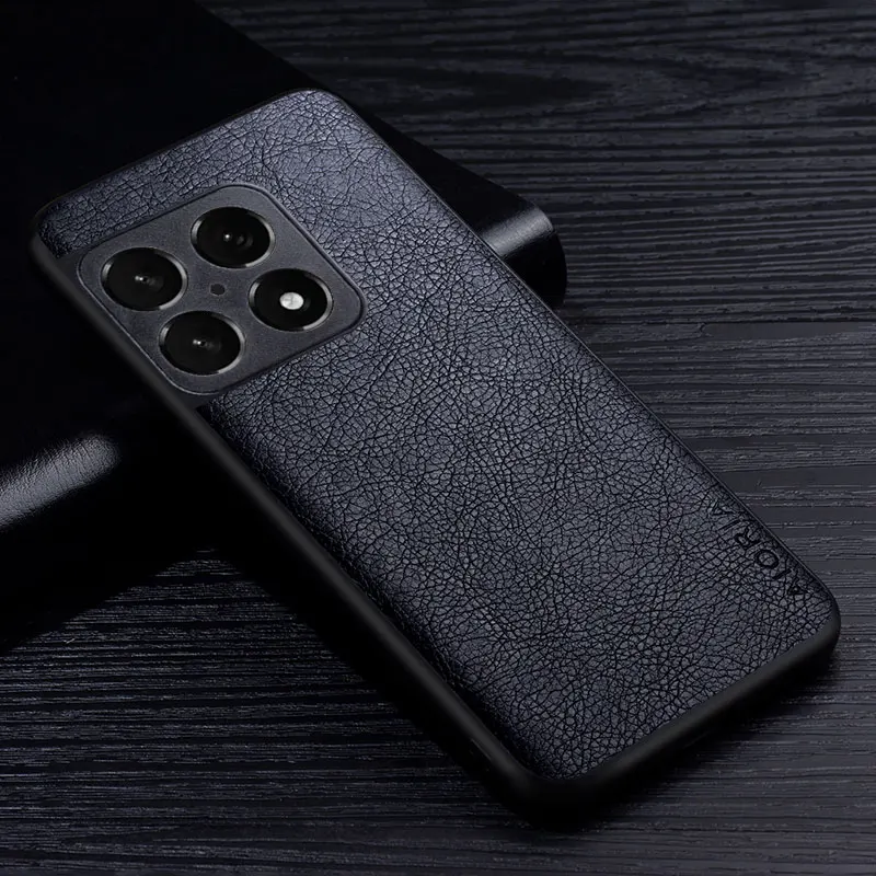Premium Business-Style Retro Litchi Pattern Leather Phone Case