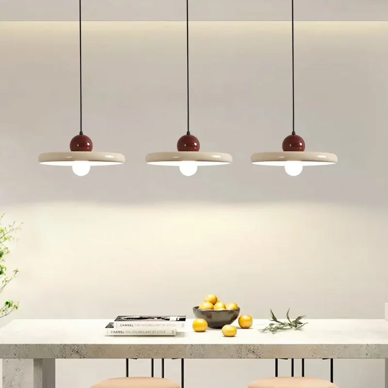 Nordic Cream Style Flying Saucer Pendant Light Restaurant Living Room Bedroom Bedside Lamp Home Interior Decorative Lamp 20/30cm 3