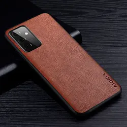 Luxury Retro Litchi Leather Back Cover Case in Elegant Style - A52S (Brown)