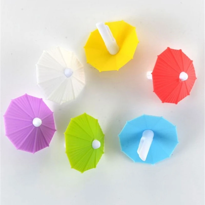 Wine Glass Marker Wine Glass Decorations 6Pcs Umbrella Shape Wine Glass Markers Bar Accessories Glass Recognizers Cup Drink Ornament Silicone Wine Charm B03E