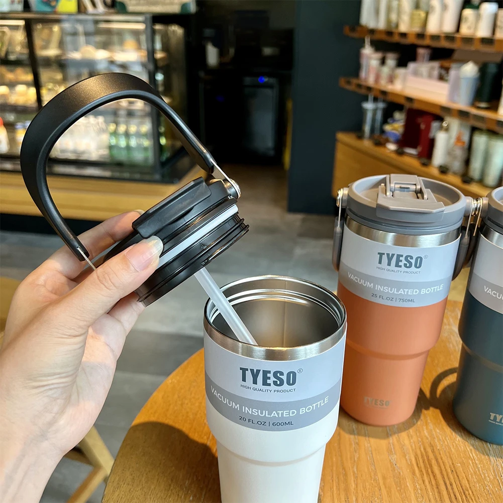 Tyeso 600ml Diamond Coffee Cup Vacuum Stainless Steel Keep Cold And Hot Mug  Value Large Capacity Car Mounted Straw Thermos - AliExpress