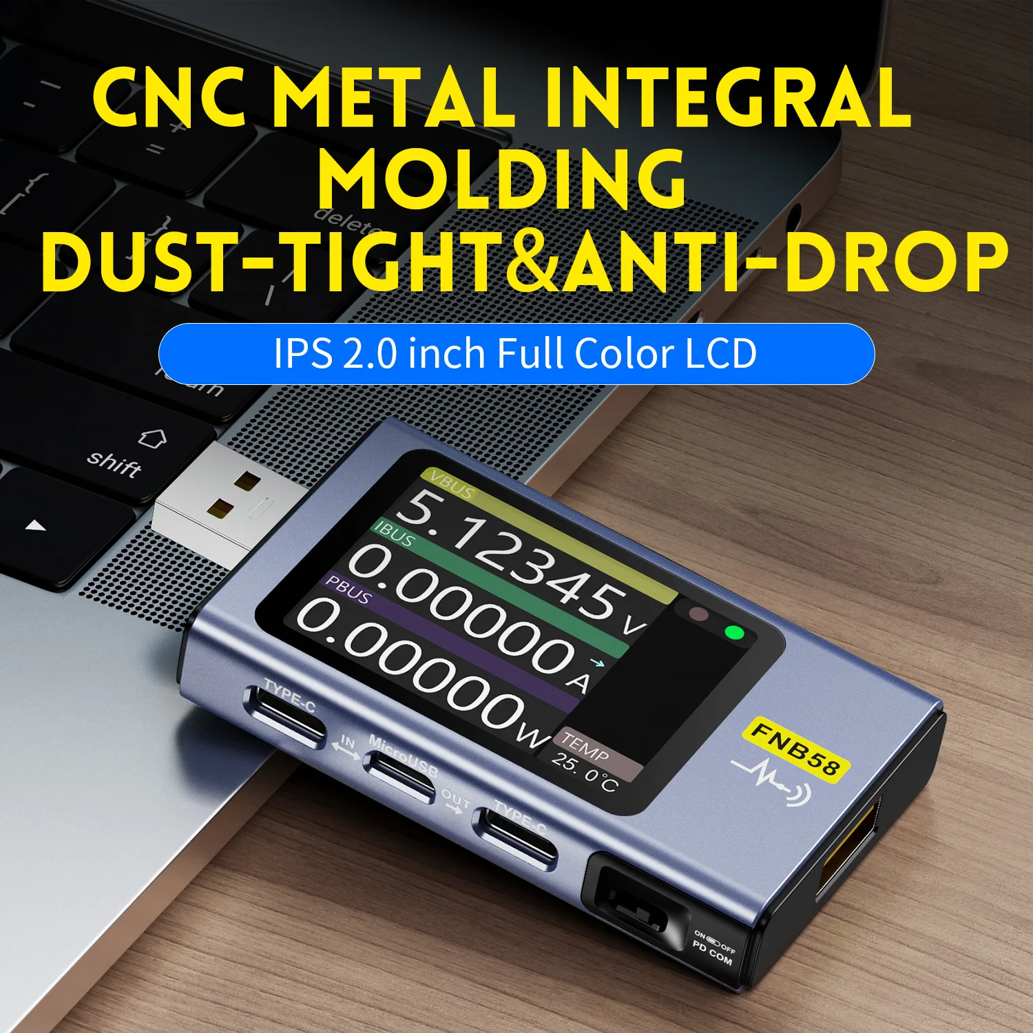 FNB58 USB 테스터 볼트미터 암페어미터 TYPE-C 고속 충전 감지 트리거 용량 측정 리플 측정