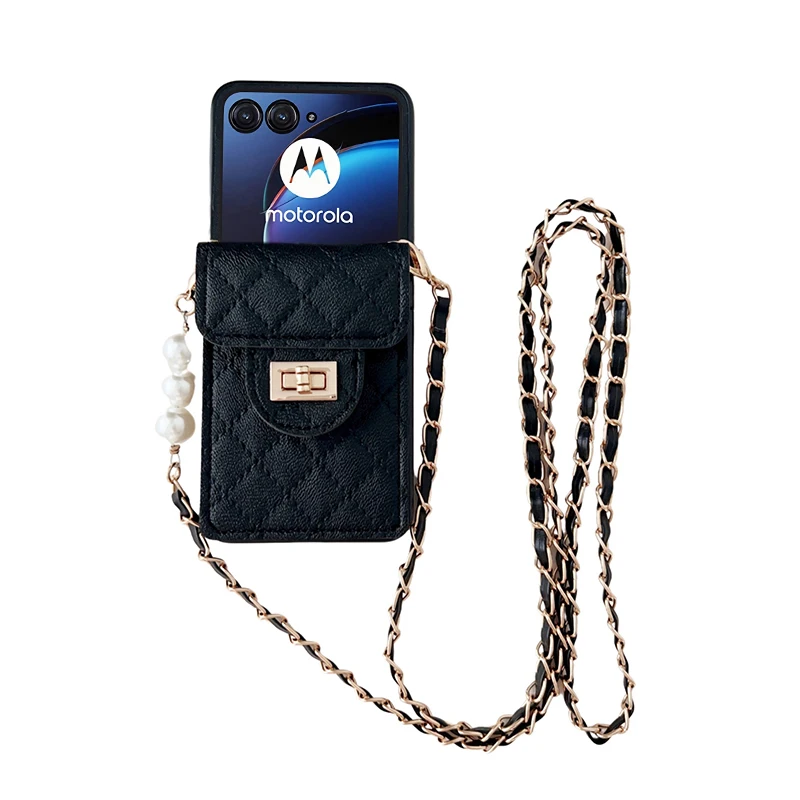 Pearl Crossbody Card Holder Wallet Phone Case - Soft Shockproof Cover