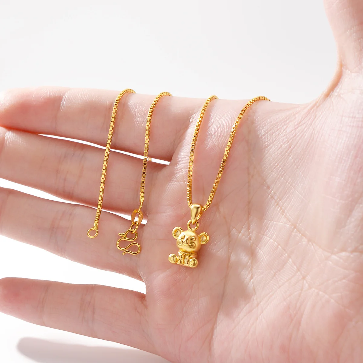 High-quality AU999 gold necklace zodiac rat pendant 24K pure gold jewelry pendant real clavicle chain for girls gift