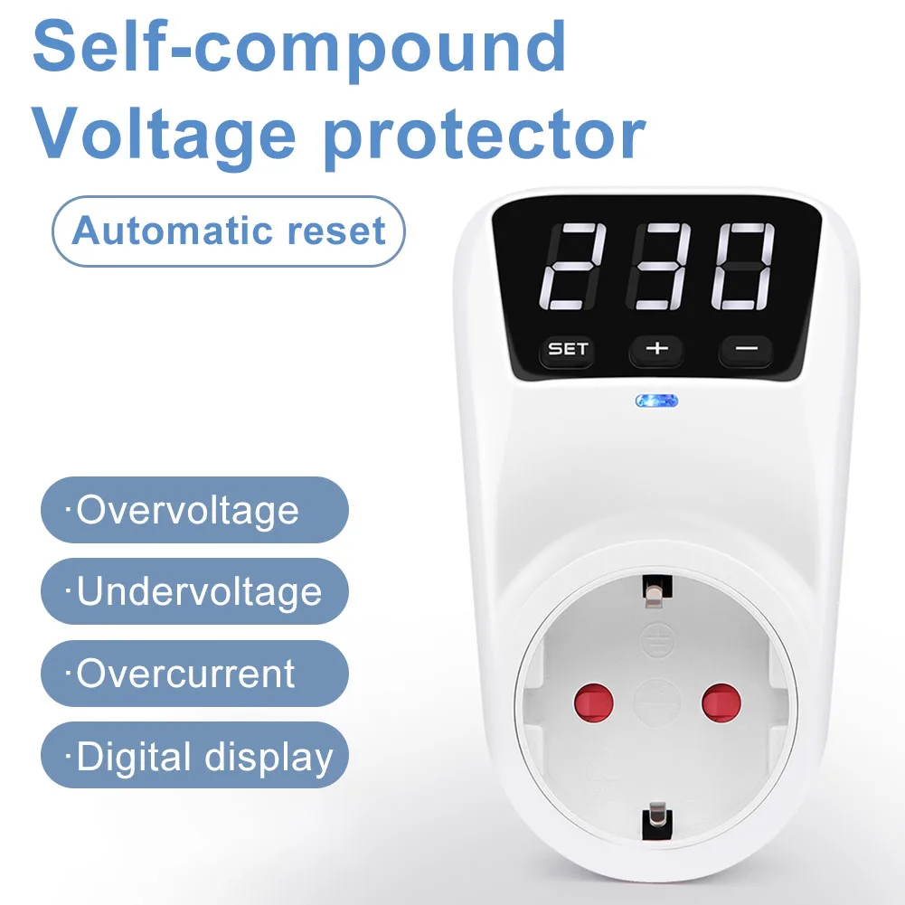 Description Picture 3 of item1pc Adjustable Voltage Delay Protector Socket 16A Automatic Surge Protection With LED Indicators Home Electrical Supplies