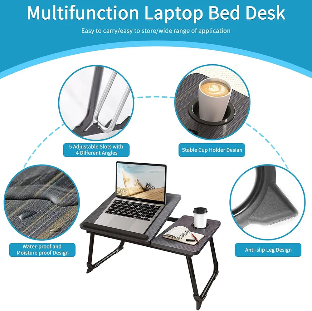 Laptop Desk for Bed or Couch, Lap Desk, Woking in Bed Desk, Home Office Desks, Breakfast Tray, Desk with Cup Holder
