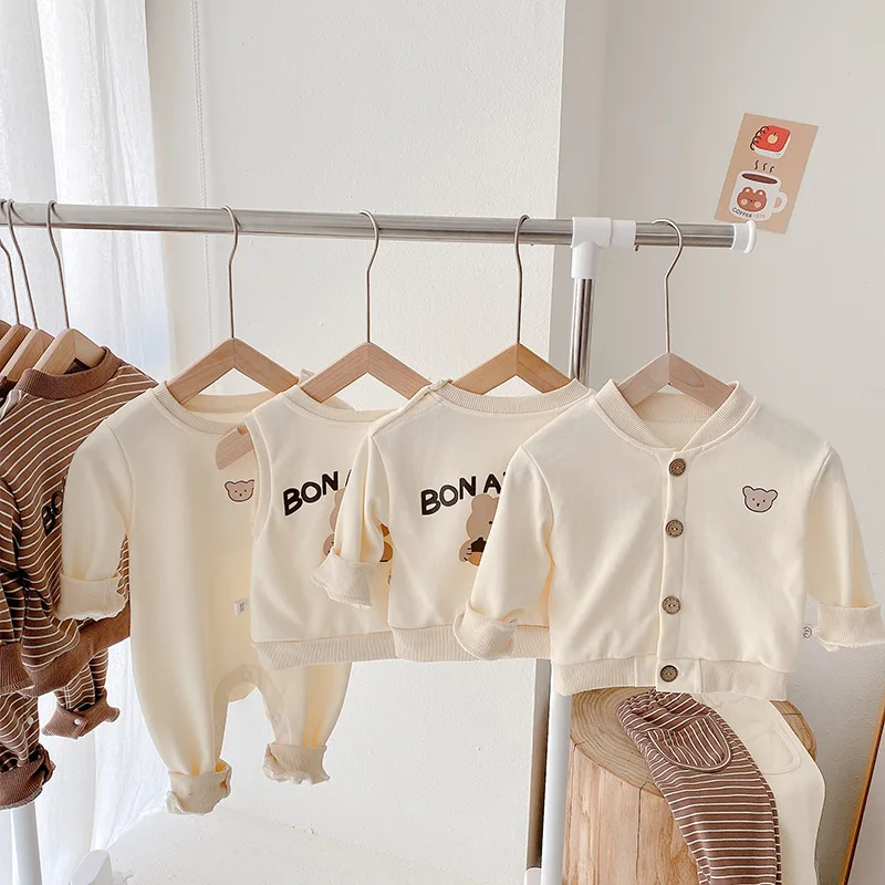 

2022 Toddler Baby Sweatshirt Clothing Sets For Infant Cartoon Bear Clothes Set Long Sleeve Coat Child Vest Outfit Kids Costume