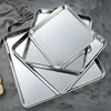 304 Flat Bottom Stainless Steel Square Tray Baking Pan Multifunctional Dessert Straight Edge Baking Tray Kitchen Storage Tools 2