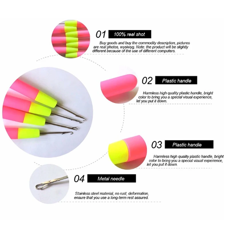 H&STRA 1PC Crochet Hook Needle Plastic Knitt Hair Crochet Needles For Making Braiding Dreadlock Hair Tools