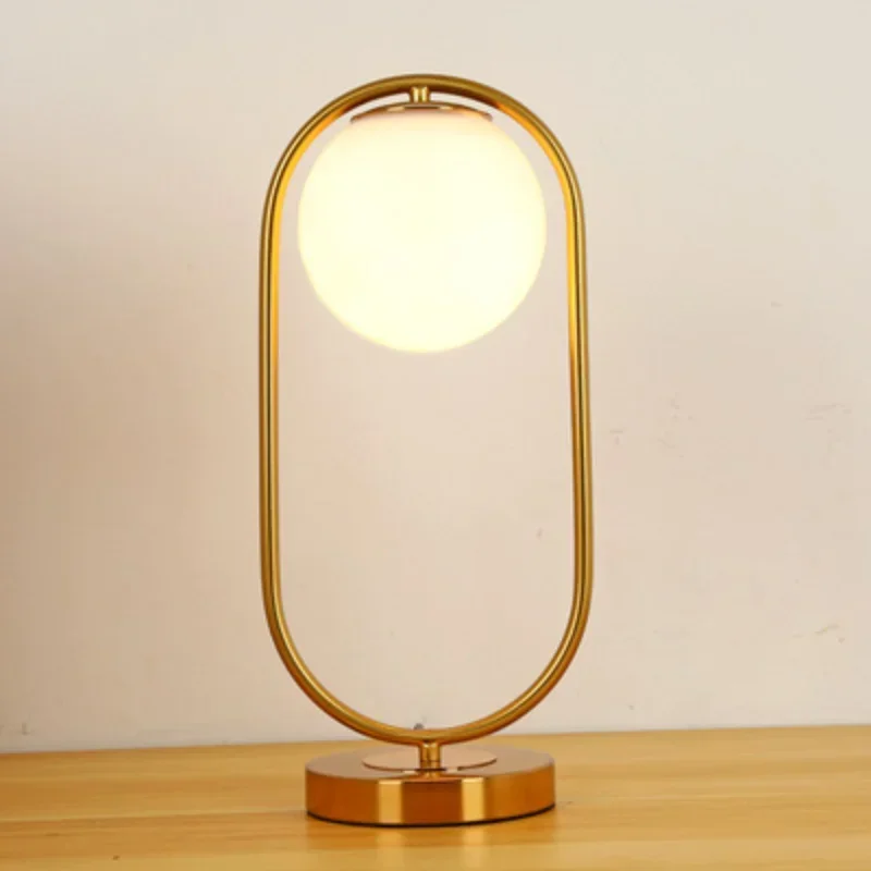 

Modern Europe Gold Black LED Glass Ball Table Desk Lamp Light Lighting Study Bedside Bedroom Office Luxury Metal Home Decoration