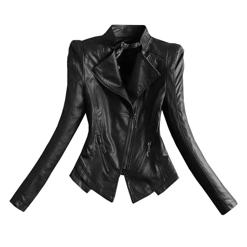 

3XL PU Leather Coat Women Spring 2023 New Women Leather Jacket Short Slim Autumn Motorcycle Jackets Female Clothing Black OEAID