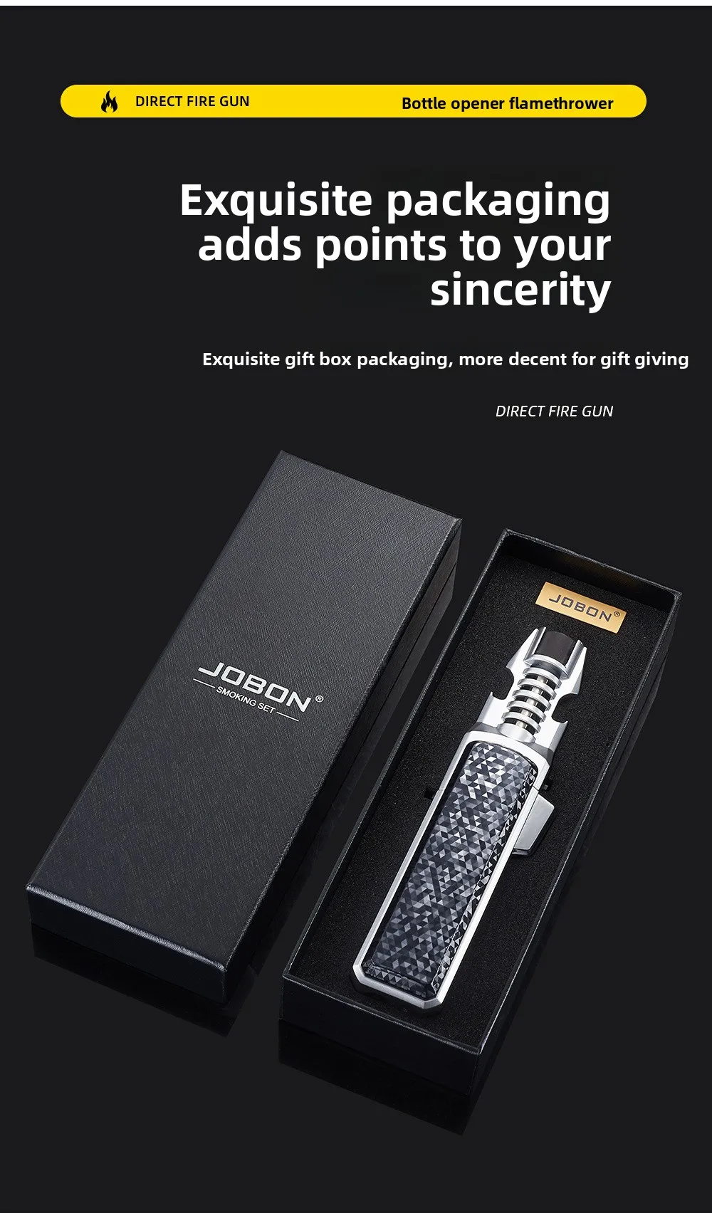 JOBON 1300 ° Large Flame Spray Gun Lighter Windproof Direct Spray Flame Outdoor Kitchen Cigar with Bottle Opener Lighter S6e1b3531dac942499729a7f5c5ed7cde8