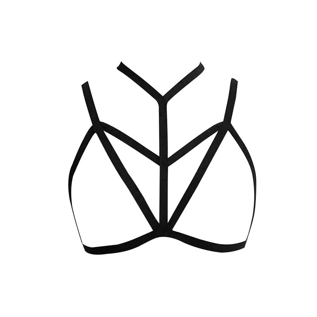 Sexy Women Hollow Out Elastic Cage Bra Bandage Strappy Halter Bra Bustier Top