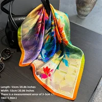 2025 Fashion 100% Real Silk Scarf 53cm Square Bandelet Women's Silk Temperament Small Scarf Neck Decorative Wrap Printed Scarves - Image 6