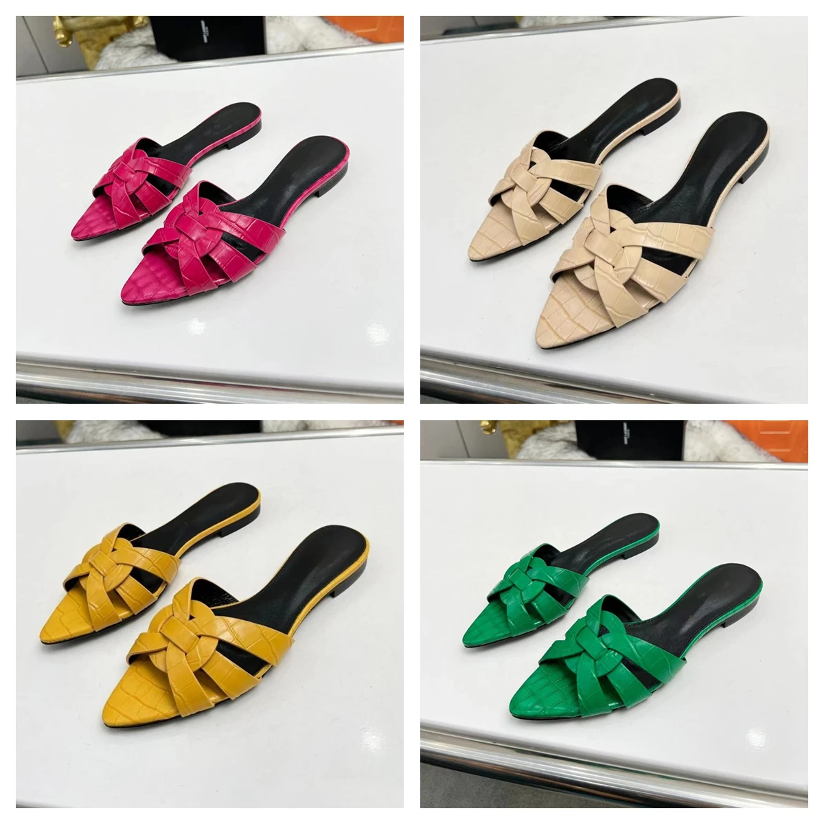 Luxury Rubber Summer Leather Slides Beach Sandals Shoes Designer