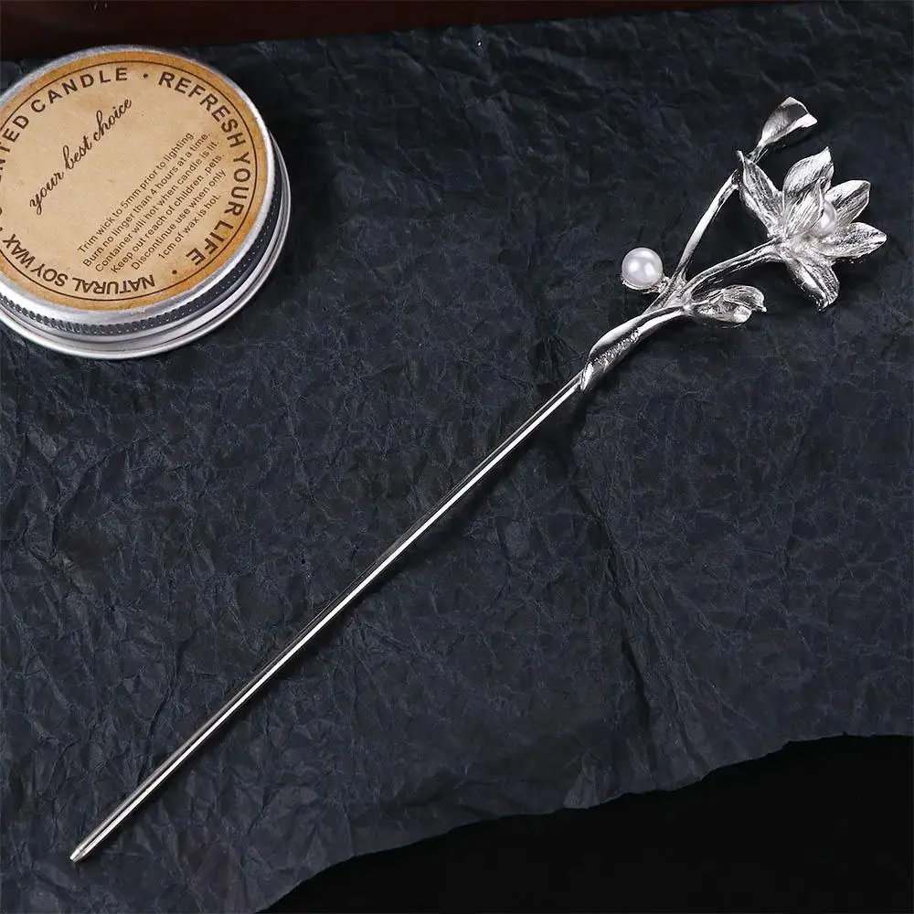 Antike Perlen Blumen Haarnadel Chinesischer Stil Metall Stab_voghion.com