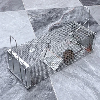 Trappole automatiche domestiche per roditori da interno per catturare ratti di grandi dimensioni, gabbia per ratti, trappola a gabbia umana per animali vivi, gabbia in metallo/ferro