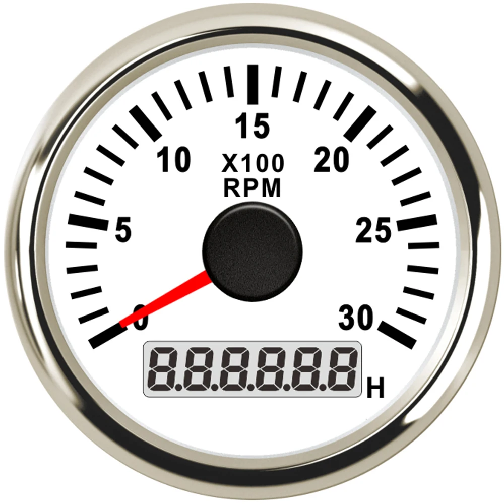 Tachometer Gauge Universal 52mm Tachometer RPM Gauge 0-3000RPM 0-4000RPM 0-6000RPM 0-8000RPM with Red Backlight for Auto Boat Motorcycle 9-32V