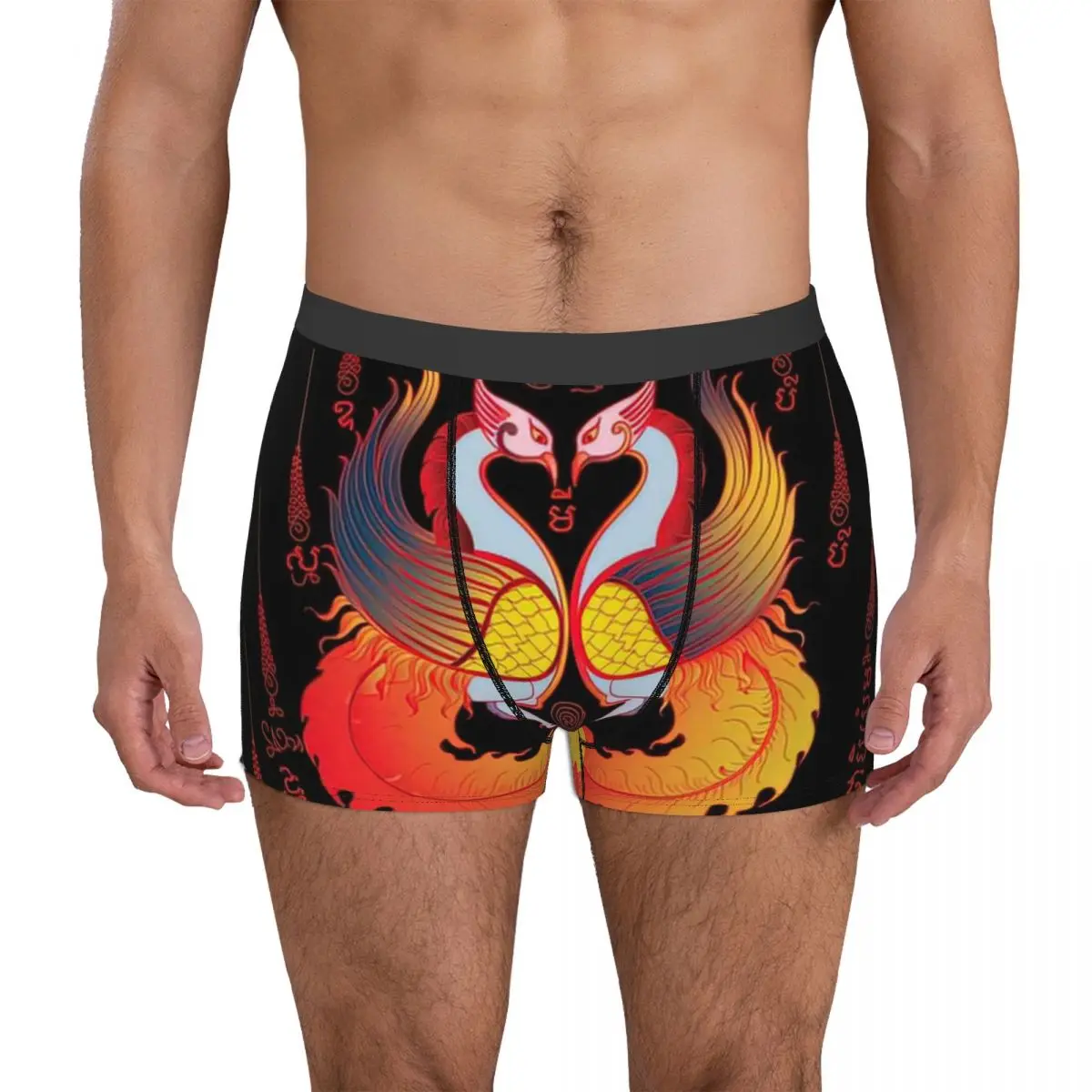 

YANTRA TATTOO Sak Yant Wat Bang Phra Underpants Breathbale Panties Male Underwear Print Shorts Boxer Briefs