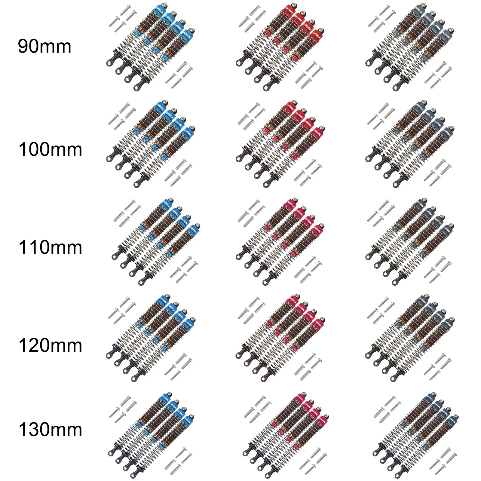 1/10 RC Oil Filled Shock Absorbers Kit for Tamiya Bullhead SuperClod Buster Axial SCX10 D90 TRX4 Truck Crawler Upgrade Parts
