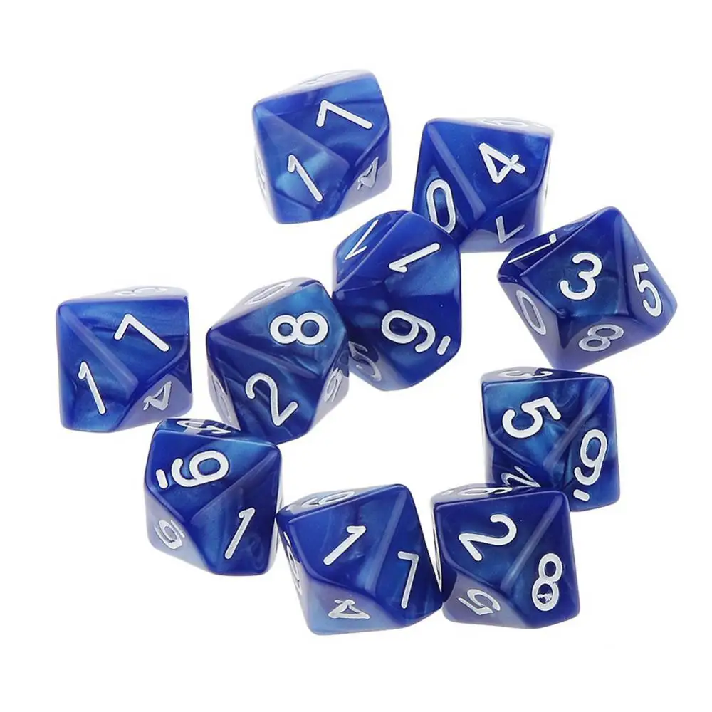 10Pcs Multi-sided TRPG Game D10 Polyhedral Dice Acrylic Dice Party Games Amazing Mixed Colours DND Game For Playing Games