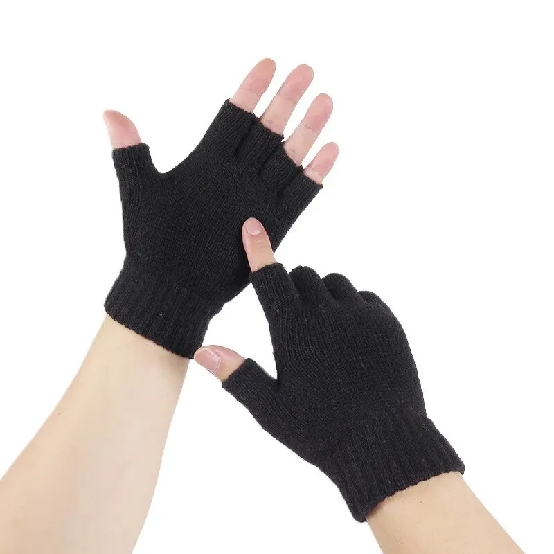 Winter Warm Knitted Wool Half Finger Gloves