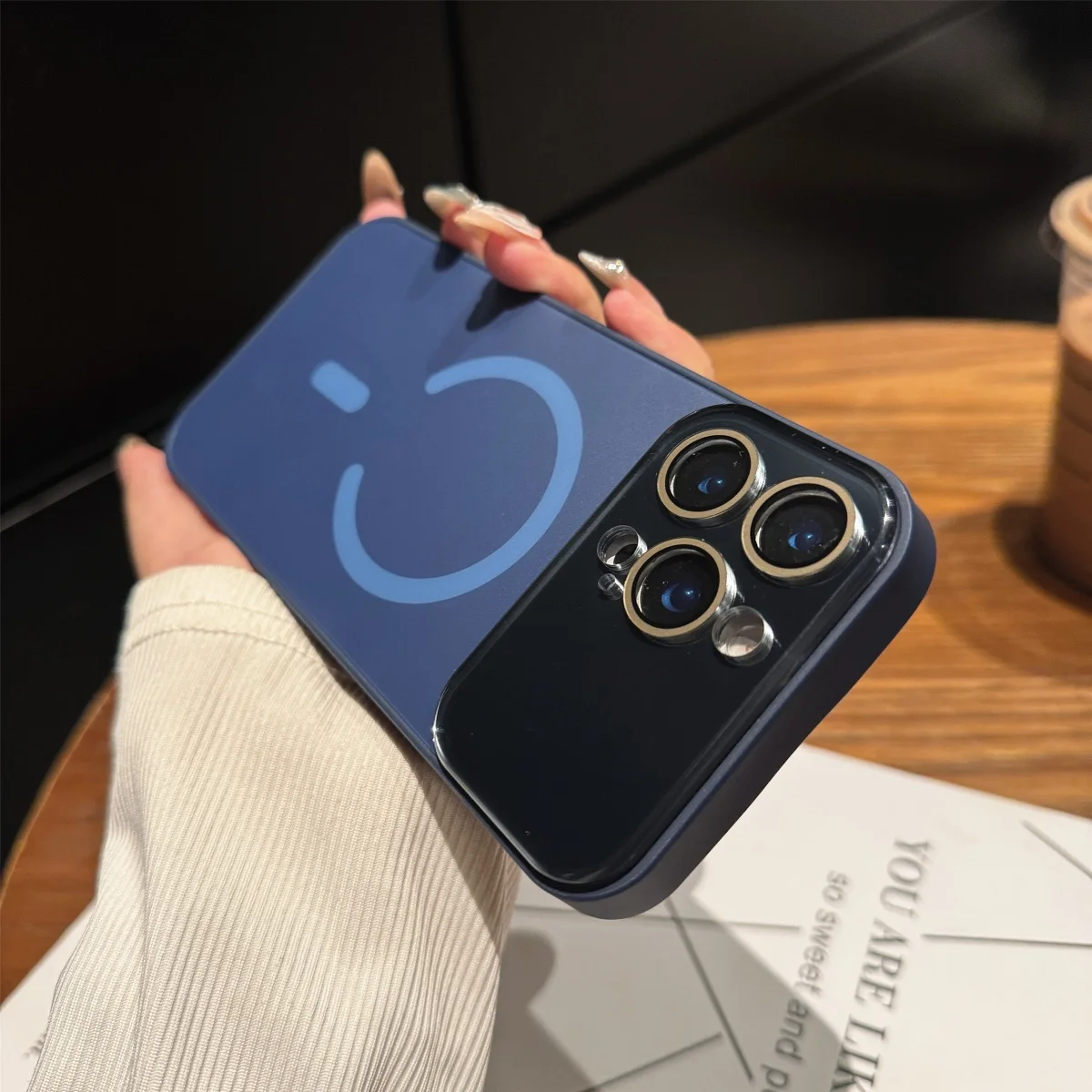 Enhanced Magnetic Frosted Phone Case with Big Window Glass Lens Protection & Magsafe Wireless Charging Compatibility