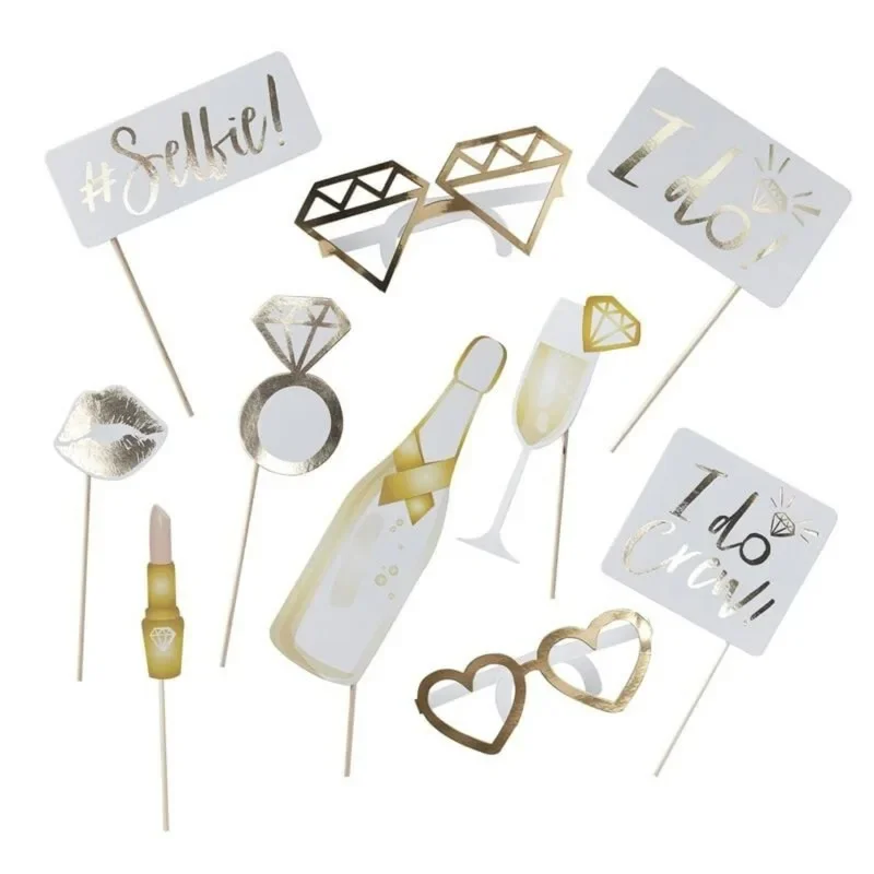 10PCS Photo Props Photobooth Just Merried Funny Glasses DIY Birthday Baby Shower Boy Girl Photo Booth Props Wedding Decorations