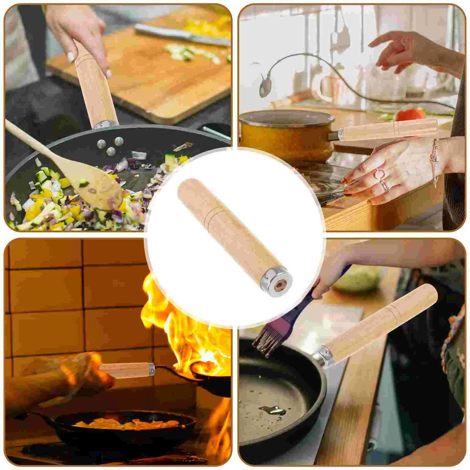 Cookware Accessories Pot Handle Ergonomic Solid Wood Spatula Handle Universal Wooden Pot Handle Replacement Pan Grip Cookware Parts Kitchen Dining Bar