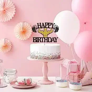 Personalized Weight Lifting Cake Topper Man Silhouette Weightlifter Party Happy Birthday Cake Decoration