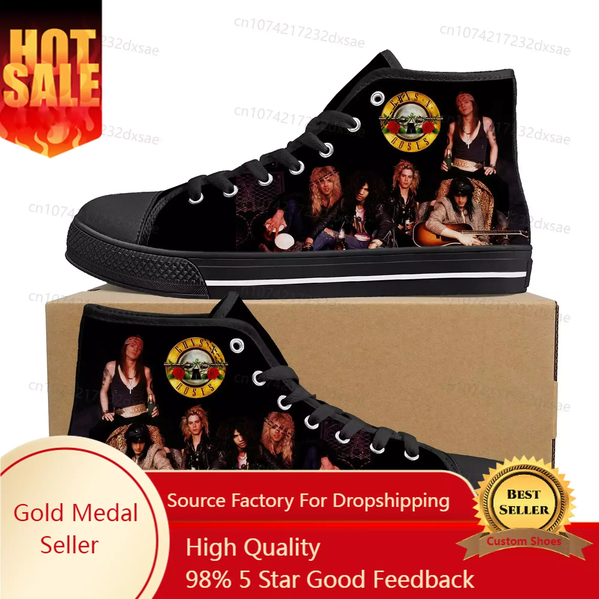 

Guns N Roses Heavy Metal Rock Band High Top High Quality Sneakers Men Women Teenager Canvas Sneaker Casual Custom Couple Shoes