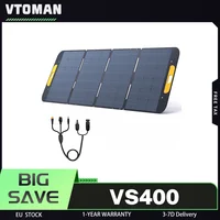 Panneau solaire pliable VTOMAN VS400 400W, surface ETFE étanche IP67, cellules monocristallines à haute efficacité 23 %, support réglable, connecteur MC4 pour stations d'alimentation portables, conception ultra-portable et pliable pour une utilisation nomade, construction robuste 1